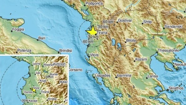 НОВИ ПОТРЕС У АЛБАНИЈИ: Земљотрес јачине 3,8 Рихтера уздрмао Тирану