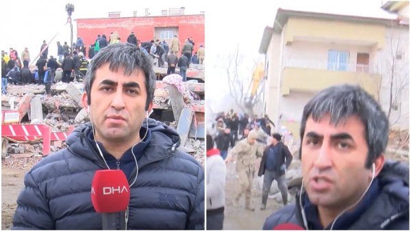 ЗЕМЉОТРЕС У ПРОГРАМУ УЖИВО: Турски новинар извештавао када је уследио нови удар - једва је остао на ногама (ВИДЕО)