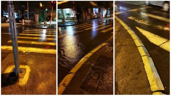 ВОДА ПОПЛАВИЛА КОЛОВОЗ У БЛАГОЈА ПАРОВИЋА: Леди се на асфалту, отежано кретање пешака