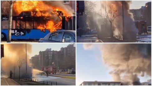 GOREO AUTOBUS, PLAMEN ZAHVATIO I TRAFIKU: Incident u Novom Sadu, u strahu od eksplozije blokiran deo grada! (VIDEO)