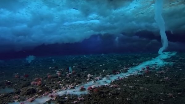 НЕРАЗЈАШЊЕН ПРИРОДНИ ФЕНОМЕН: Ледени прст смрти снимљен у океану (ВИДЕО)