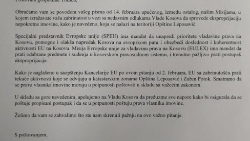 Канцеларија ЕУ на тзв. Косову и Мисија Оебс одговориле на писма градоначелника Лепосавића