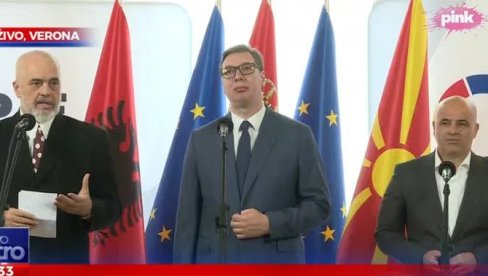 (UŽVO) OBRAĆANJE IZ GARDE: Vučić nakon sastanka sa Ramom i Kovačevskim (FOTO)