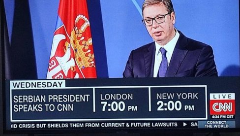 TAČNO U 20 ČASOVA: Predsednik Vučić večeras na CNN