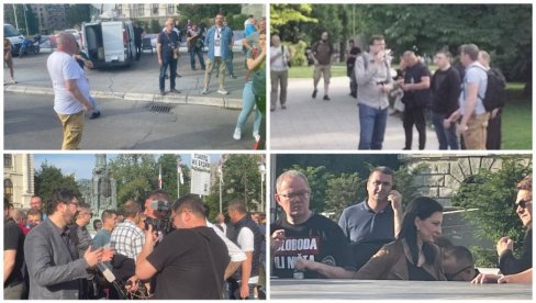 (UŽIVO) PROZAPADNI POLITIČKI PROTESTI - UDARALI ČOVEKA KAIŠEM: Desničari napravili incident na protestu