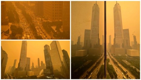 APOKALIPTIČNE SCENE U NJUJORKU: Katastrofalan kvalitet vazduha, ljudi na ulicama nose maske (FOTO)