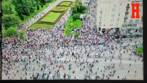 СНИМАК ИЗ ВАЗДУХА: Колико је заправо људи на протестима у Београду (ВИДЕО)