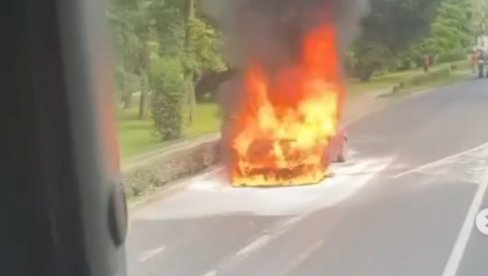 POŽAR NA TOPČIDERU: Zapalio se automobil kod Miloševog konaka, gori kao buktinja (VIDEO)