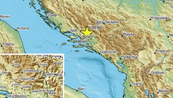 ДОБРО ПРОТУТЊАЛО: Регистрован нови земљотрес у БиХ, осетио се и у Далмацији