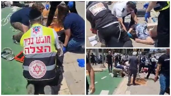 УЗНЕМИРУЈУЋИ СНИМАК ПОСЛЕДИЦА НАПАДА У ТЕЛ АВИВУ: Прегажени људи леже на земљи - Палестинац се забио у пешаке, па их напао ножем