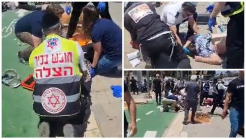 UZNEMIRUJUĆI SNIMAK POSLEDICA NAPADA U TEL AVIVU: Pregaženi ljudi leže na zemlji - Palestinac se zabio u pešake, pa ih napao nožem