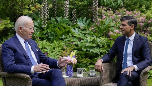 ОДНОСИ АМЕРИКЕ И БРИТАНИЈЕ КАО СТЕНА: Бајден започео европску турнеју састанком са британским премијером Ришијем Сунаком