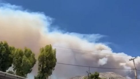 ГУСТИ ДИМ ПРЕКРИО НЕБО: Велики пожар на грчком полуострву (ВИДЕО)