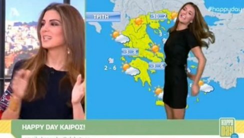 UZ NJU SVAKA OLUJA LAKŠE PADA: Grčka voditeljka je postala hit zbog načina na koji prezentuje vremensku prognozu (VIDEO)