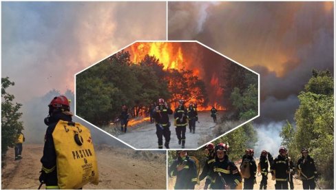 CEO DAN SE BORE SA VATRENOM STIHIJOM: Srpski vatrogasci juče krenuli u Grčku, već stupili u akciju (FOTO)