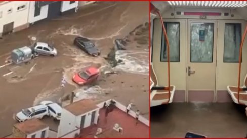 ЈЕЗИВИ ПРИЗОРИ У ШПАНИЈИ: Вода продире у метро, поплављеним улицама плутају аутомобили (ВИДЕО)