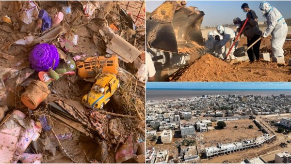 ТЕЛА ЗАТРПАНА ИСПОД РУШЕВИНА: Тужне слике у Либији после разорних поплава, страхује се да ће број мртвих драстично расти (ФОТО)