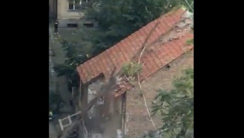 SEKLI DRVO, ONO SE OBRUŠILO NA KUĆU: Snimak haosa iz centra Beograda  (FOTO/VIDEO)