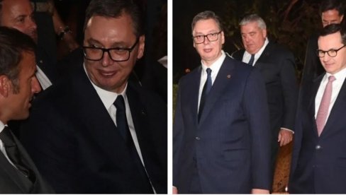 VUČIĆ U DRUŠTVU MAKRONA: Predsednik Srbije i predsednik Francuske na prijemu kod kralja Španije (FOTO)