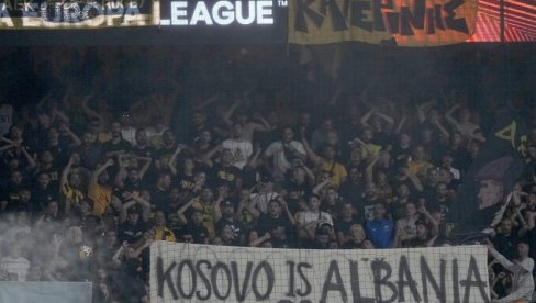 SRAMOTA, OSUĐUJEMO: Navijači AEK-a se oglasili povodom transparenta Kosovo je Albanija