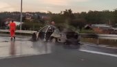 AUTO SE PRETVORIO U BUKTINJU: Kulja gusti dim na auto-putu kod Vrčina, vozilo izgorelo do neprepoznatljivosti (FOTO/VIDEO)