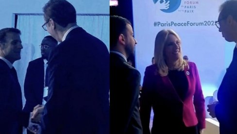 PREDSEDNIK NA PARISKOM MIROVNOM FORUMU: Susret sa Makronom - Vučić razgovarao i sa predsednikom Gane (FOTO)