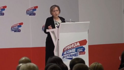 SREĆNA SAM ŠTO ŽIVIM U SRBIJI: Prof. dr Jelena Drulović otvorila miting liste Aleksandar Vučić-Srbija ne sme da stane
