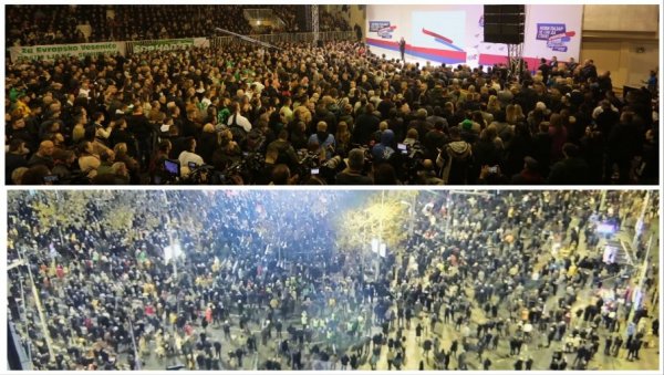 ВИШЕ ЉУДИ У ПАЗАРУ НЕГО НА ТРГУ У БЕОГРАДУ: Како је изледао митинг листе Србија не сме да стане, а како митинг Србија против насиља