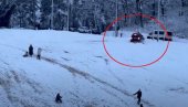 БАХАТОСТ ИЛИ НЕСРЕЋНИ СЛУЧАЈ: Мерцедесом се возио међу децом која су се санкала у Загребу па се овако бранио (ВИДЕО)