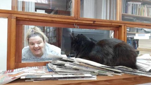 OGNJENKA SE ODOMAĆILA U ČITAONICI: Neobična crna mačka već osam godina svakodnevno dolazi u gradsku biblioteku u Vršcu