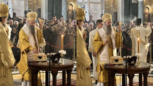 БРАЋО, ПРАШТАЈТЕ ЈЕДНИ ДРУГИМА: На Савиндан патријарх Порфирије богослужио у храму Светог Саве на Врачару
