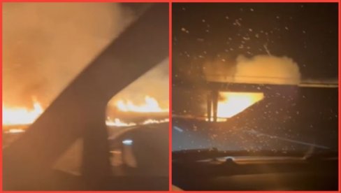 DIM SE DIŽE U NEBO: Veliki požar pored auto-puta ka Novom Sadu (VIDEO)