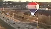 VARNIČILO NA SVE STRANE: Kamera zabeležila jeziv trenutak nesreće - Balon na vruć vazduh udario u dalekovod, putnici se jedva spasli (VIDEO)