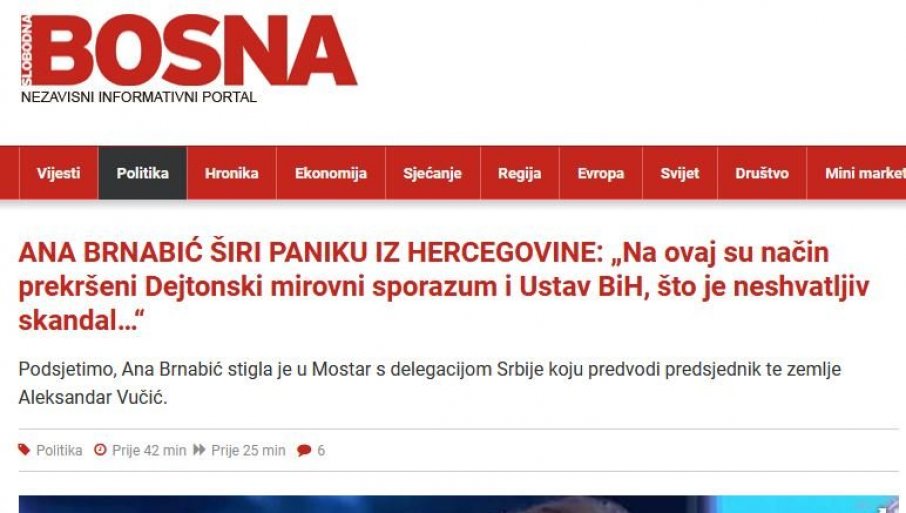 NASTAVLjAJU SE NAPADI NA SRPSKO RUKOVODSTVO: Na meti Ana Brnabić - nove laži "Slobodne Bosne"