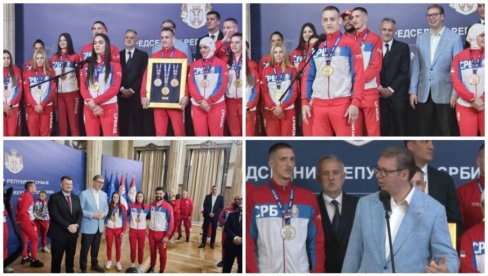 LEPE SLIKE IZ PREDSEDNIŠTVA: Pogledajte susret Vučića sa zlatnim bokserima (VIDEO)