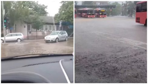 GRAD UDARIO NA LAZAREVAC: Pljušti kiša, ulice pod vodom (VIDEO)