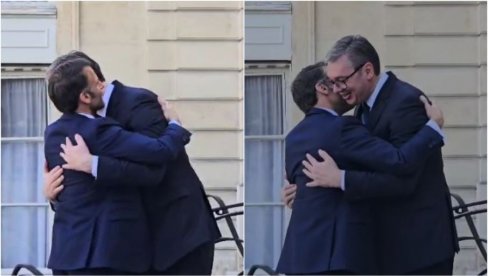 SRDAČAN I SNAŽAN ZAGRLJAJ KAO DOKAZ VELIKOG PRIJATELJSTVA: Pogledajte kako je Makron ispratio Vučića (VIDEO)