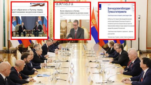 ВУЧИЋ ЈЕДНИМ ГЕСТОМ ОДУШЕВИО РУСЕ: Обратио се на течном руском, сви њихови медији брује о моћном говору српског председника