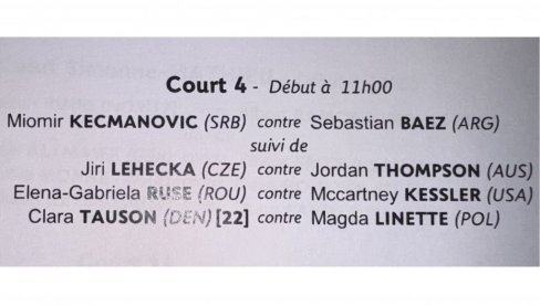 СУТРА ИГРА МИОМИР: На Баеза за друго коло Ролан Гароса