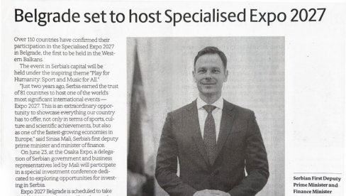 СРБИЈА И ЕXПО БЕОГРАД ПРИВЛАЧЕ ПАЖЊУ ВЕЛИКИХ ЈАПАНСКИХ МЕДИЈА: Београд спреман да буде домаћин Специјализовне изложбе 2027