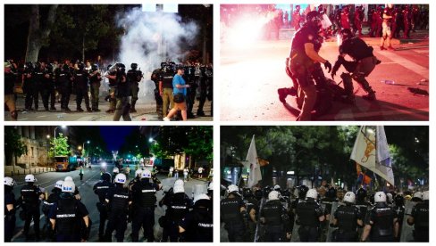 OVAKO JE IZGLEDALO SINOĆ JEZIVO NASILJE BLOKADERA: Bacali su kamenice i flaše, udarali štanglama policiju...(FOTO/VIDEO)