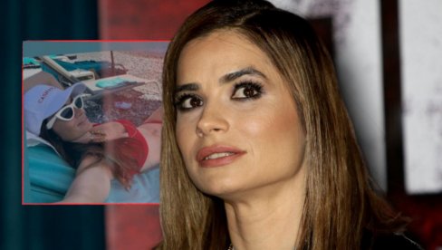 СКИНУЛА СЕ МАРИЈА КАРАН: Заносна поза у црвеном бикинију (ФОТО)