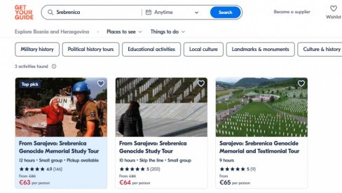TURISTE VODE U SREBRENICU I POTOČARE: Ponuda sajta globalnih vodiča volontera koji vode tzv. tematske ture