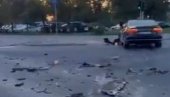 ТЕШКА САОБРАЋАЈКА: Делови аутомобила расути по раскрсници, возило тешко оштећено (ВИДЕО)