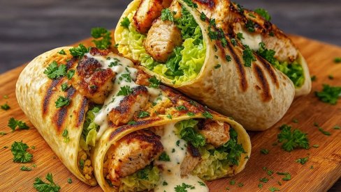 CEZAR SALATA SA PILETINOM U TORTILJI: Recept za ručak u pokretu