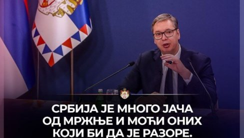 SRBIJA JE MNOGO JAČA OD MRŽNJE I MOĆI ONIH KOJI BI DA JE RAZORE Vučić se oglasio sa jasnom porukom (FOTO)