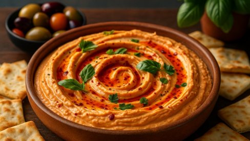 НАМАЗ СА ПАРАДАЈЗОМ И МОЦАРЕЛОМ: Кремасти намаз пун укуса, идеалан уз роштиљ, хлеб или поврће