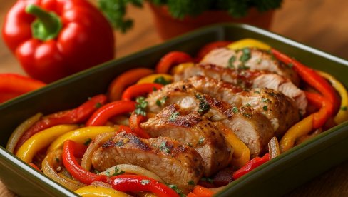 SOČNI SVINJSKI VRAT: Recept za sočno meso sa paprikom i lukom
