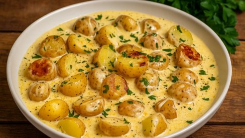 КРОМПИР У КРЕМАСТОМ БЕЛОМ СОСУ ОД БЕЛОГ ЛУКА: Јело које ће освојити сва ваша чула