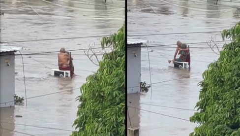 U SMRT ILI ŽIVOT - SAMO DA SMO ZAJEDNO: Baka i deka noć proveli na krovu kuće - on otplivao s njom na leđima (VIDEO)